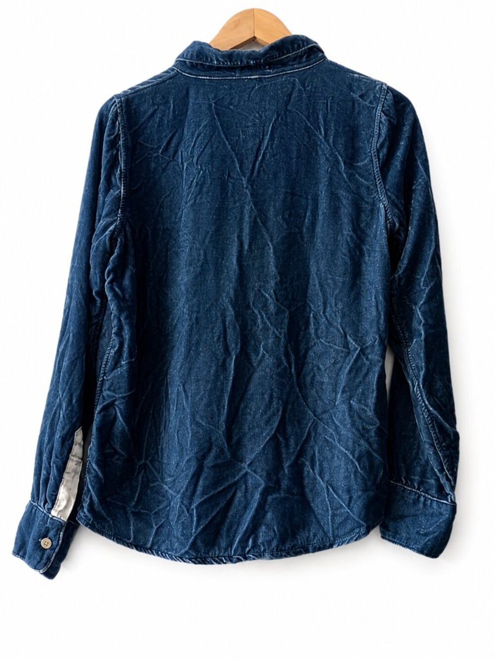 CP Shades Blue Silk Blend Velvet Romy Button Down Boho Drapey Shirt XS - Picture 2 of 7